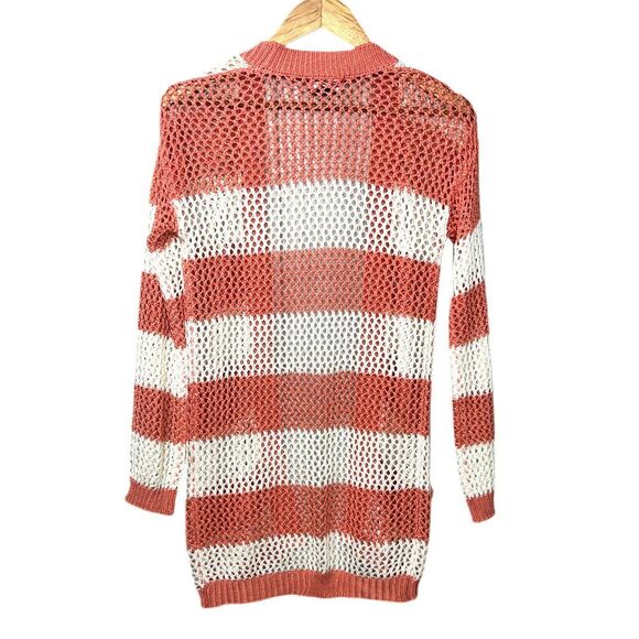 Medium Striped Loose knit open front cover up sweater - Picture 5 of 8